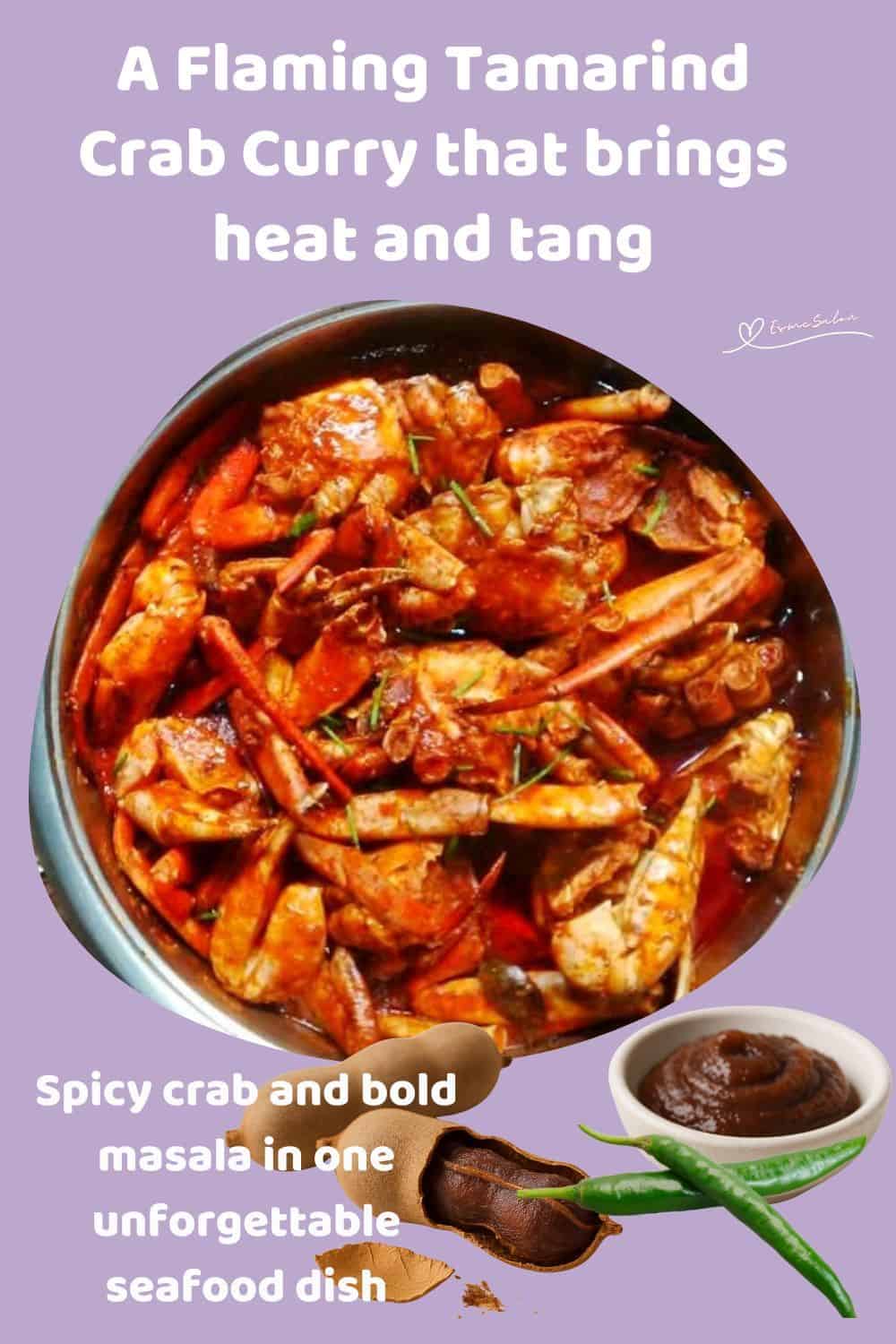 An image of a pot of Flaming Tamarind Crab Curry