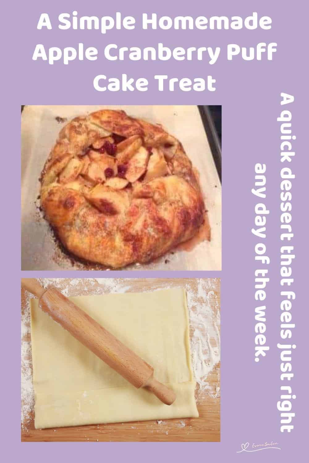 An image of an Apple Cranberry Puff Cake with cranberries