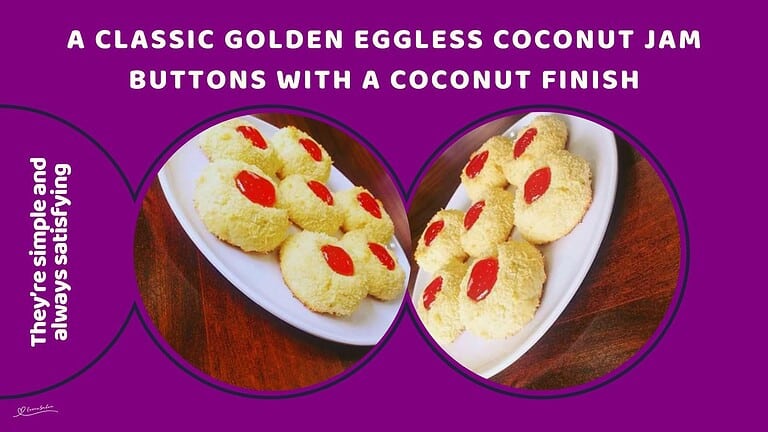 An image of Golden Eggless Coconut Jam Buttons