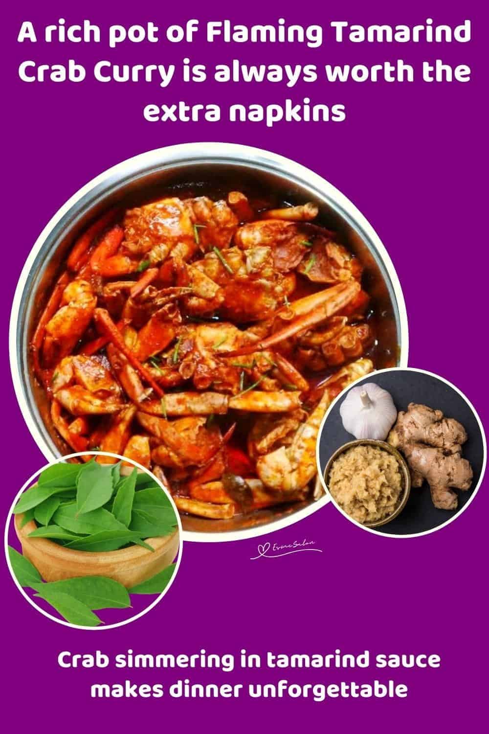 An image of a pot of Flaming Tamarind Crab Curry