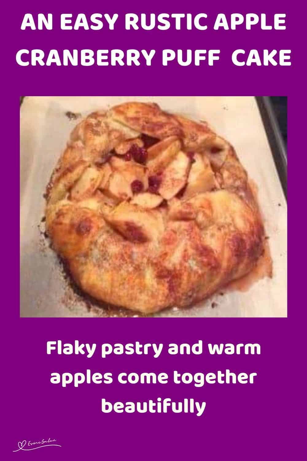 An image of an Apple Cranberry Puff Cake with cranberries