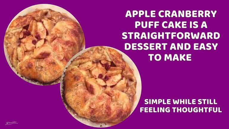 An image of an Apple Cranberry Puff Cake with cranberries