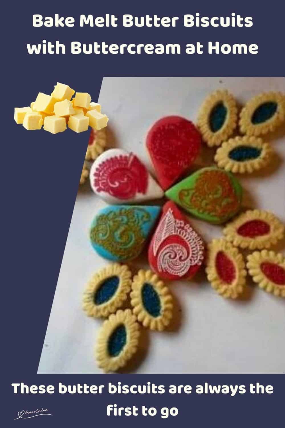 An image of fancy decorated Melt Butter Biscuits with Buttercream