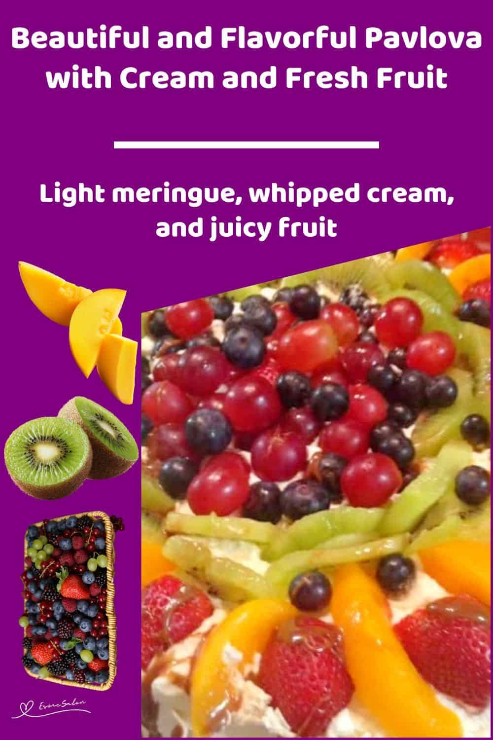 An image of a Pavlova with Cream and Fresh Fruit