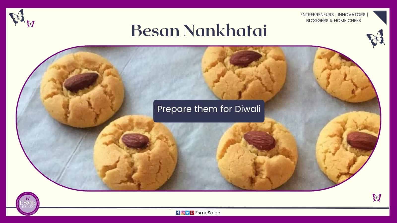 an image of Eggless Besan Nankhata with nuts for Diwali