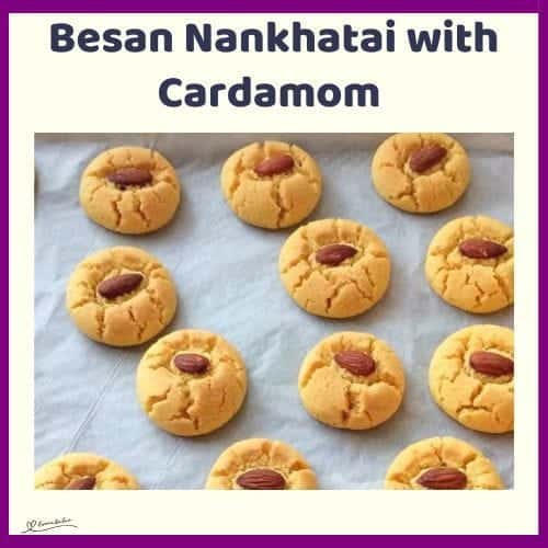 An image of Besan Nankhatai with Cardamom with a whole almond in the center