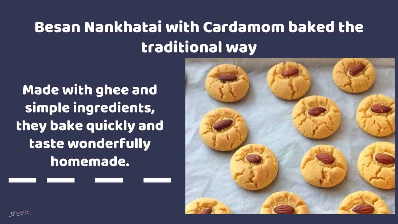 An image of Besan Nankhatai with Cardamom with a whole almond in the center