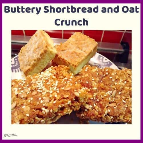 An image of a plate filled with Buttery Shortbread and Oat Crunch Biscuits