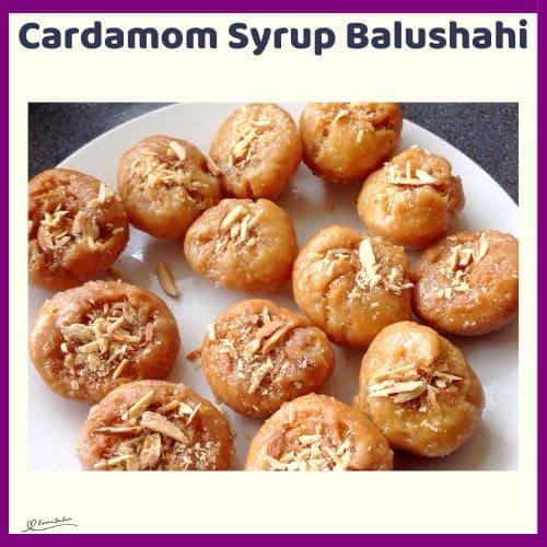 An image of an Indian sweet treat, Cardamom Syrup Balushahi