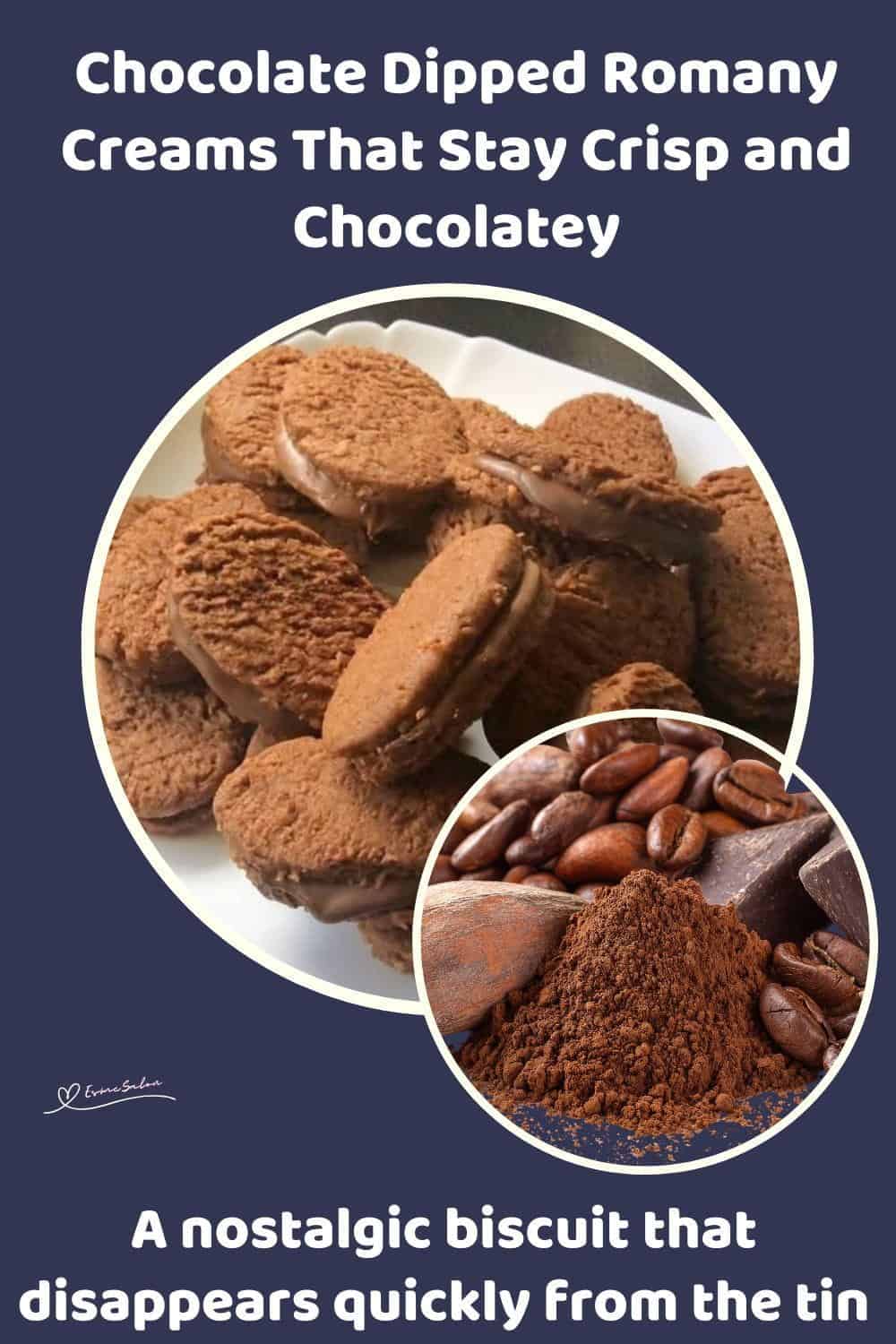 An image of a pile of Chocolate Dipped Romany Creams on a white plate