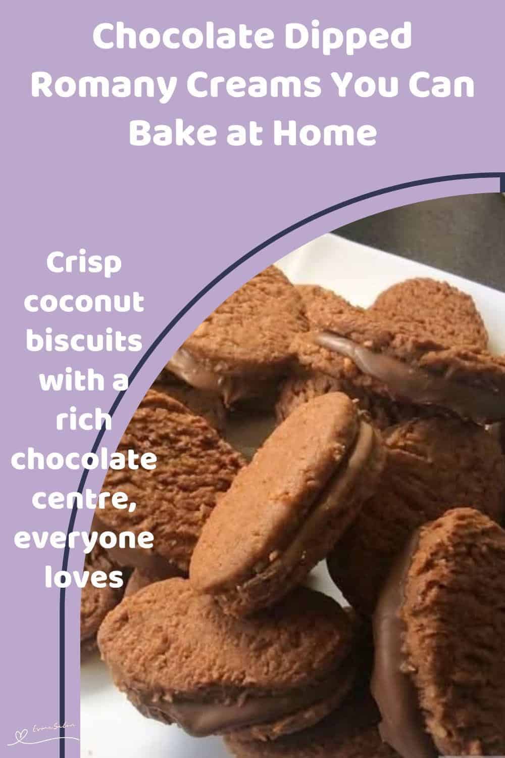 An image of a pile of Chocolate Dipped Romany Creams on a white plate