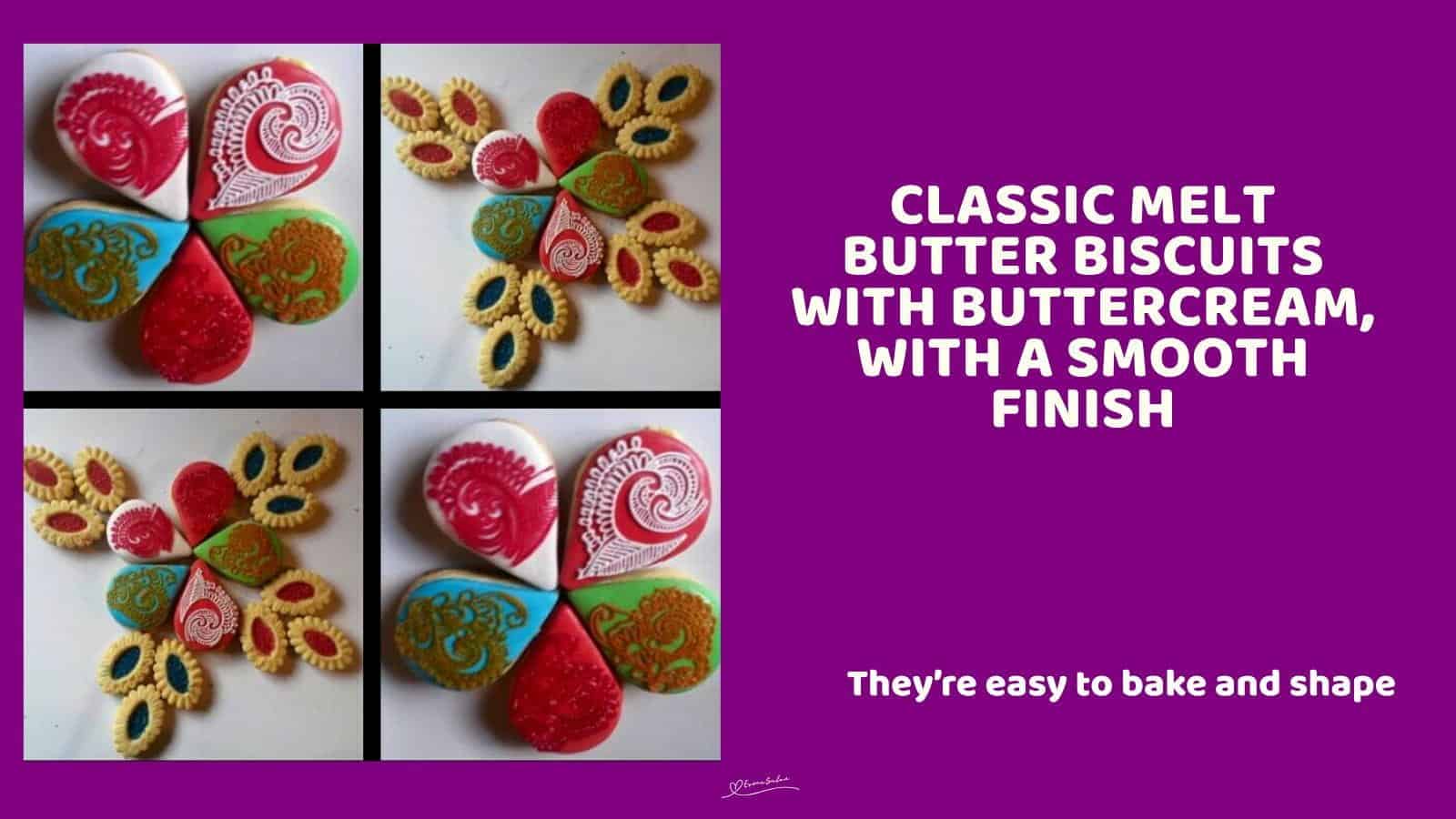 An image of fancy decorated Melt Butter Biscuits with Buttercream