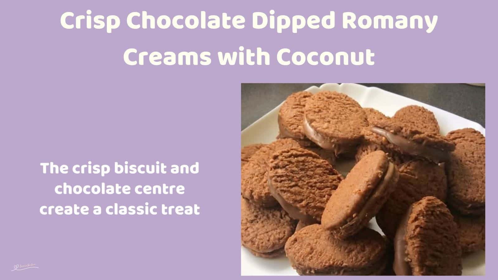 An image of a pile of Chocolate Dipped Romany Creams on a white plate