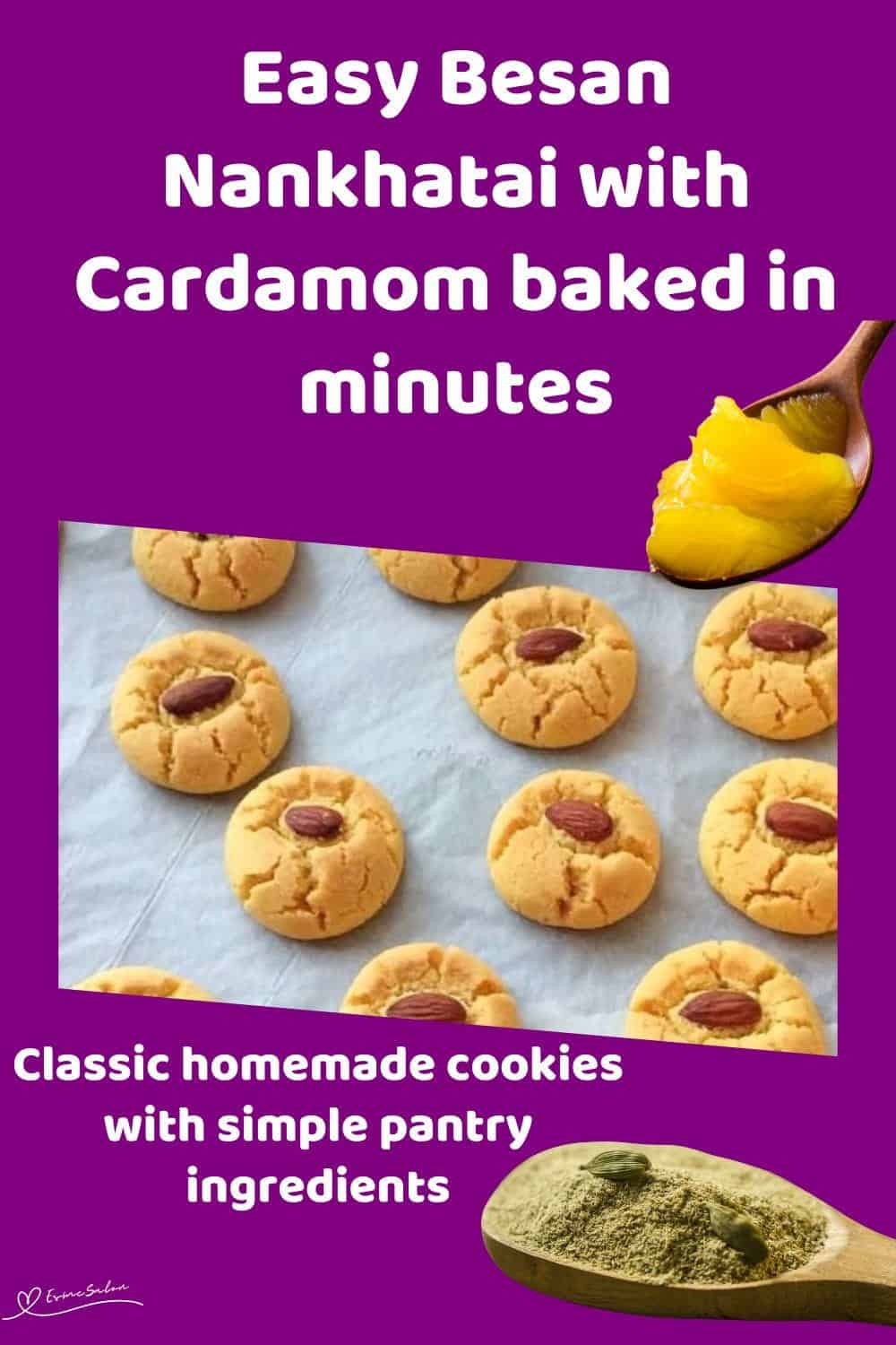 An image of Besan Nankhatai with Cardamom with a whole almond in the center