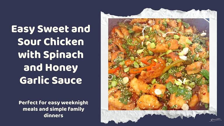 An image of a bowl of Sweet and Sour Chicken with Spinach