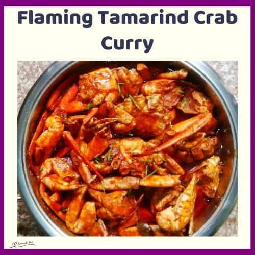 An image of a pot of Flaming Tamarind Crab Curry