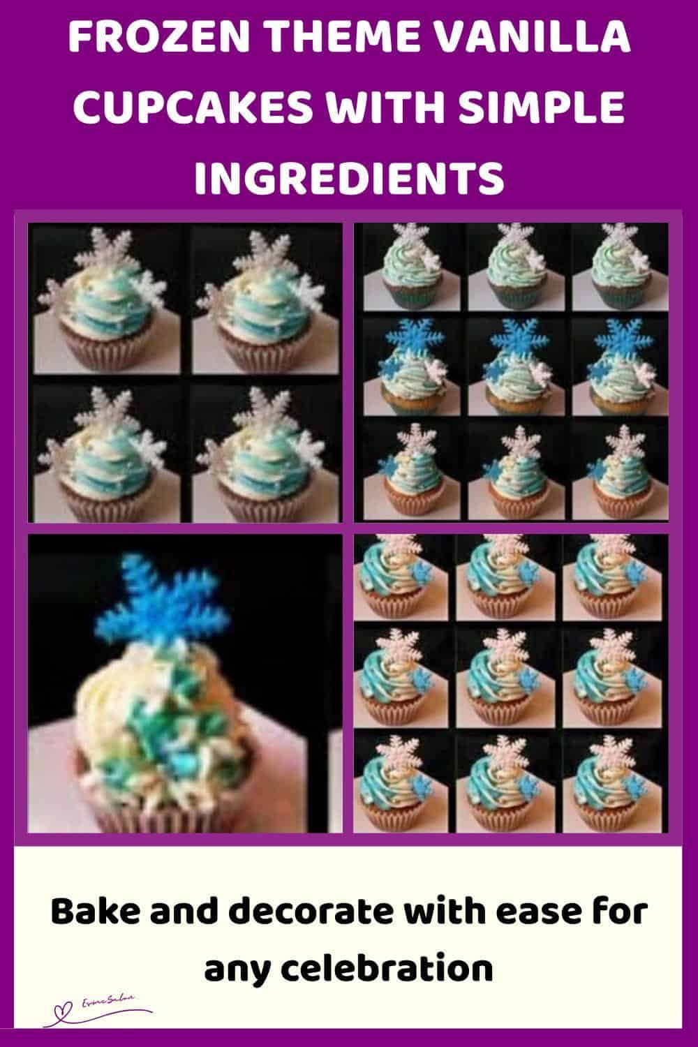 An image of a Frozen Theme Vanilla Cupcakes