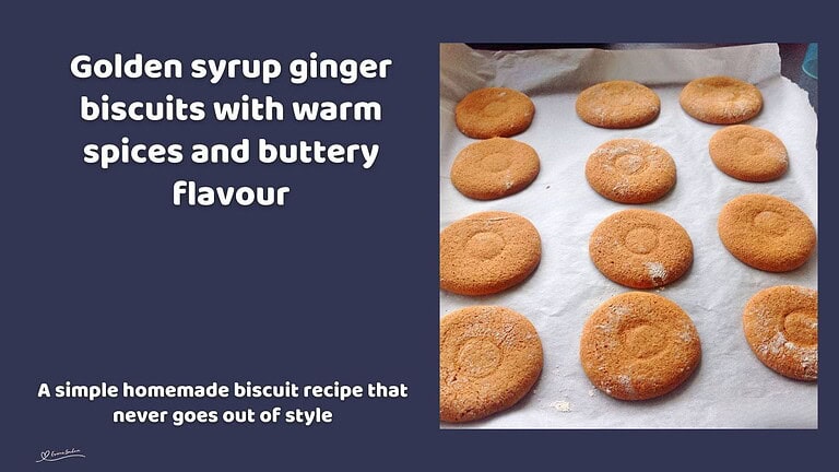 An image of 12 Golden Syrup Gingerbread Biscuits on a baking tray