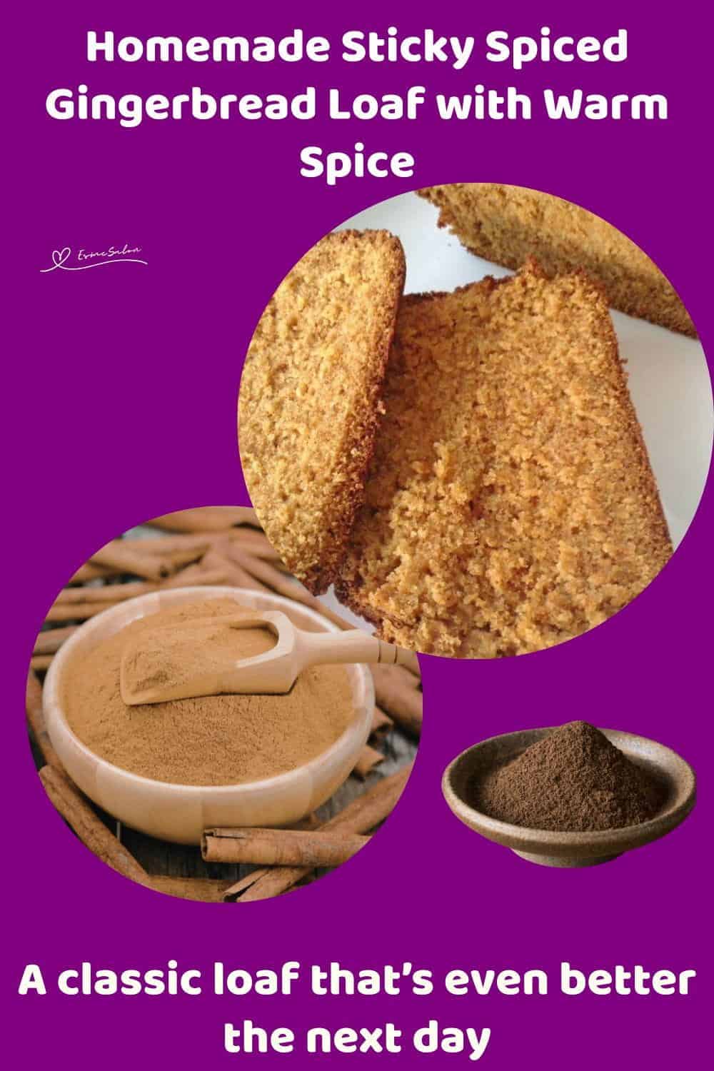 An image of slices of Sticky Spiced Gingerbread Loaf on a white platter