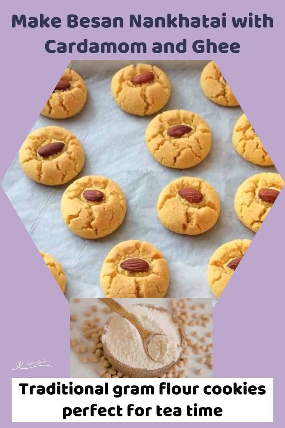 An image of Besan Nankhatai with Cardamom with a whole almond in the center