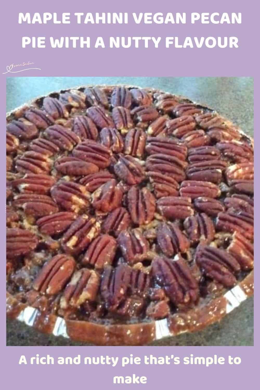 An image of a Maple Tahini Vegan Pecan Pie in a store-bought base