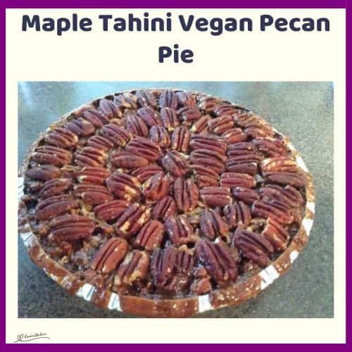 An image of a Maple Tahini Vegan Pecan Pie in a store-bought base