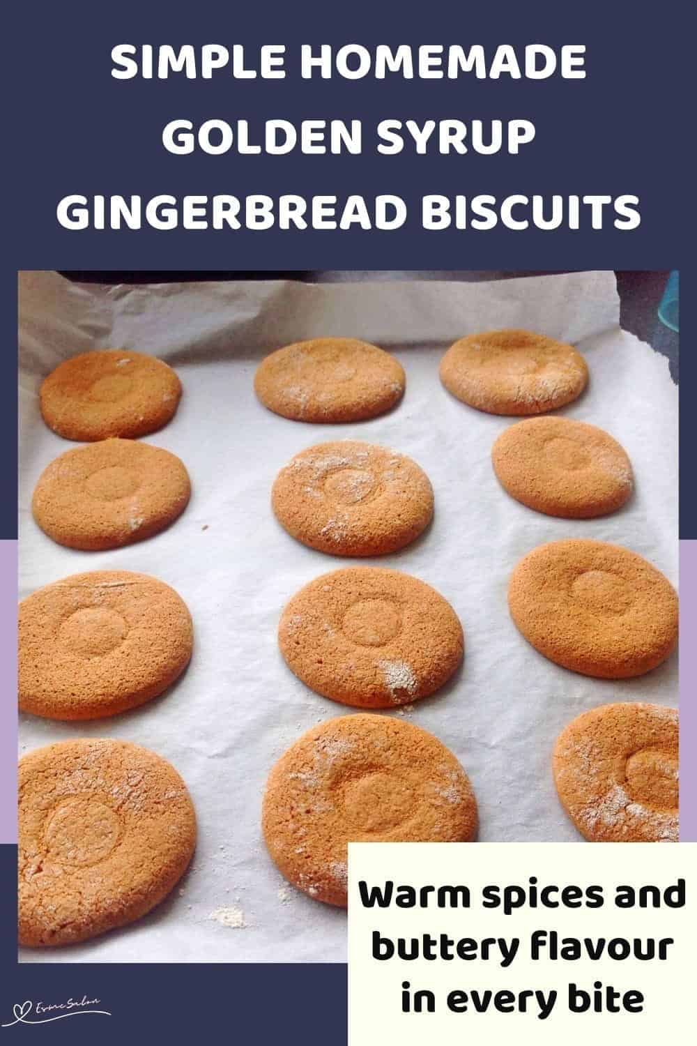 An image of 12 Golden Syrup Gingerbread Biscuits on a baking tray