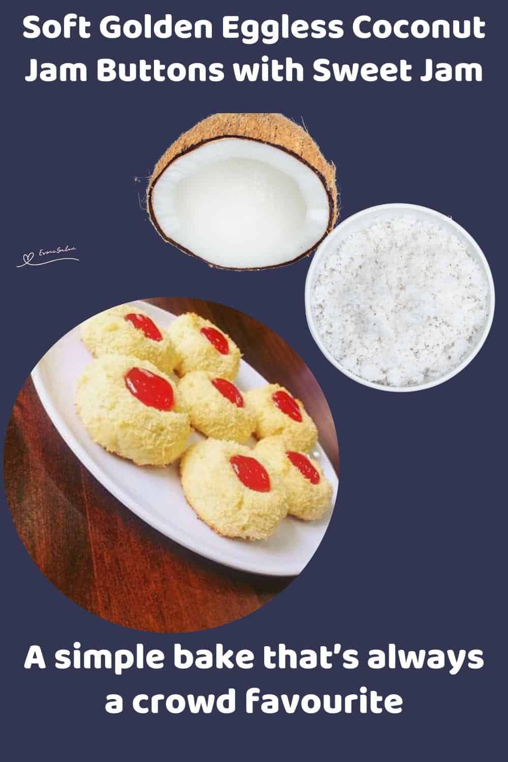 An image of Golden Eggless Coconut Jam Buttons