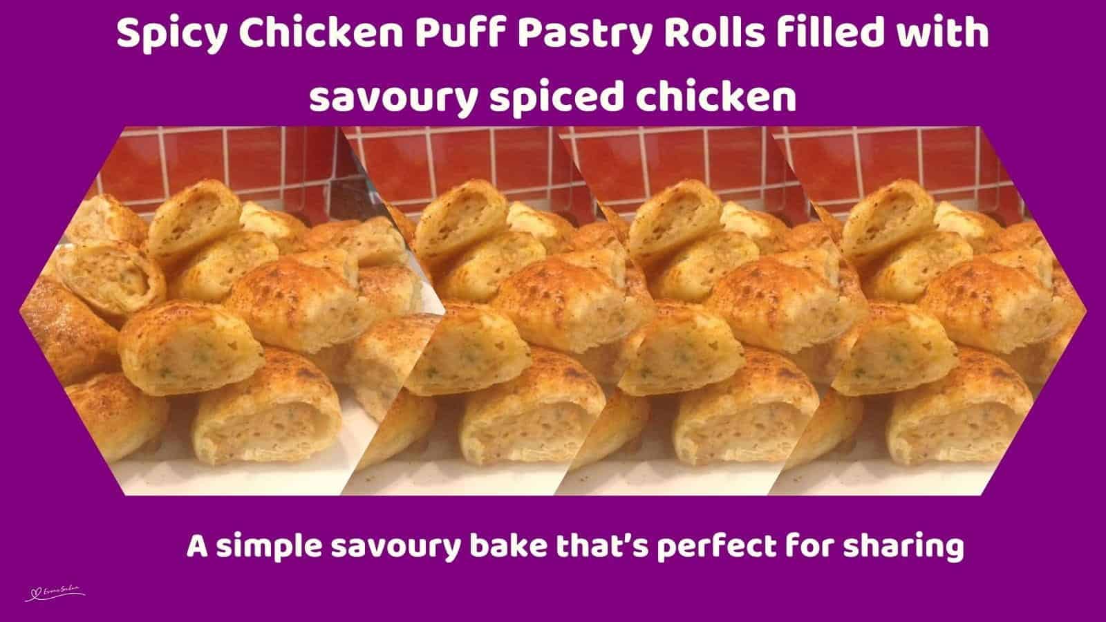 An image of a plate stacked with Spicy Chicken Puff Pastry Rolls