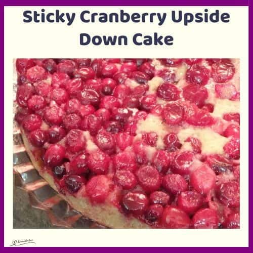 An image of a Sticky Cranberry Upside Down Cake with sour cream