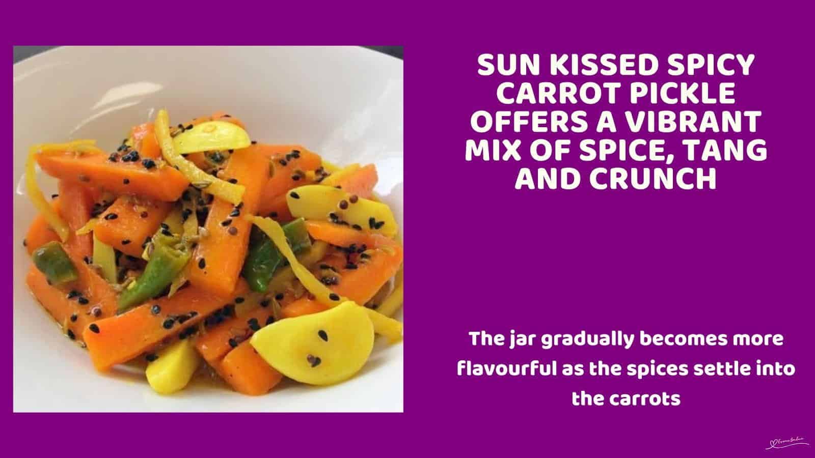 An image of Sun Kissed Spicy Carrot Pickle in a white bowl