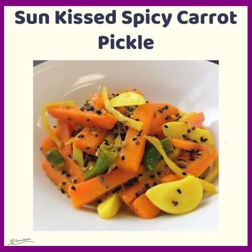 An image of Sun Kissed Spicy Carrot Pickle in a white bowl
