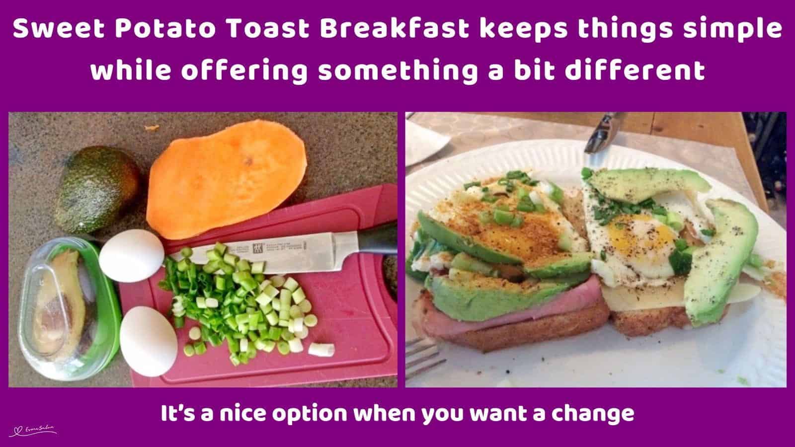 An image of a Sweet Potato Toast Breakfast with egg and avocado