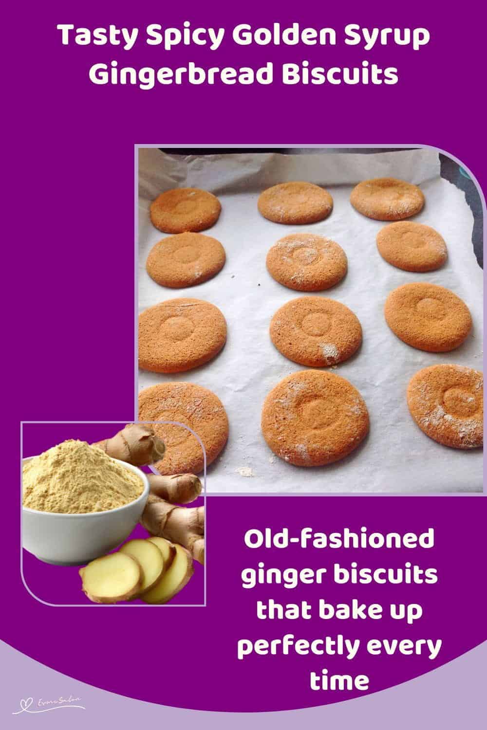 An image of 12 Golden Syrup Gingerbread Biscuits on a baking tray