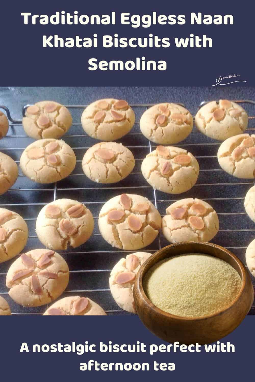 An image of Eggless Naan Khatai Biscuits with Whole Almonds as decoration