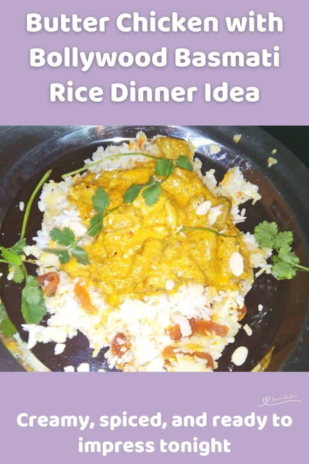 An image of a plate filled with Butter Chicken with Bollywood Basmati Rice