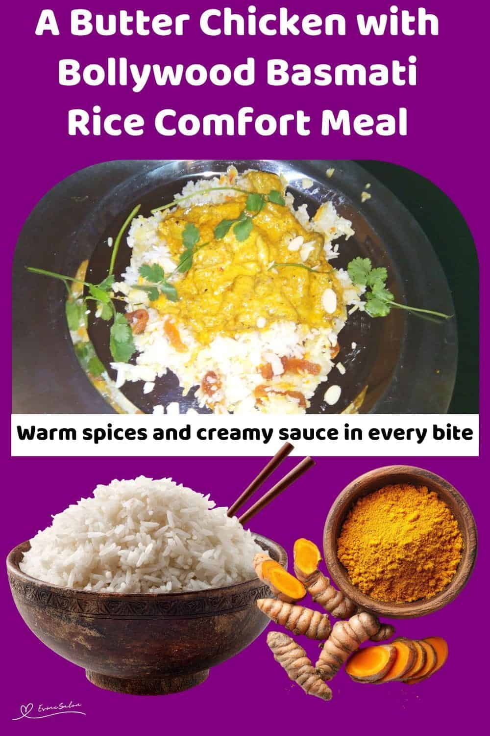 An image of a plate filled with Butter Chicken with Bollywood Basmati Rice