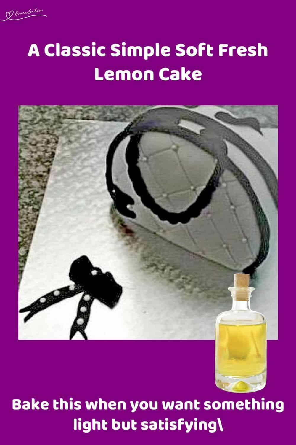An image of a Lemon Cake but decorated as a Chanel Bag