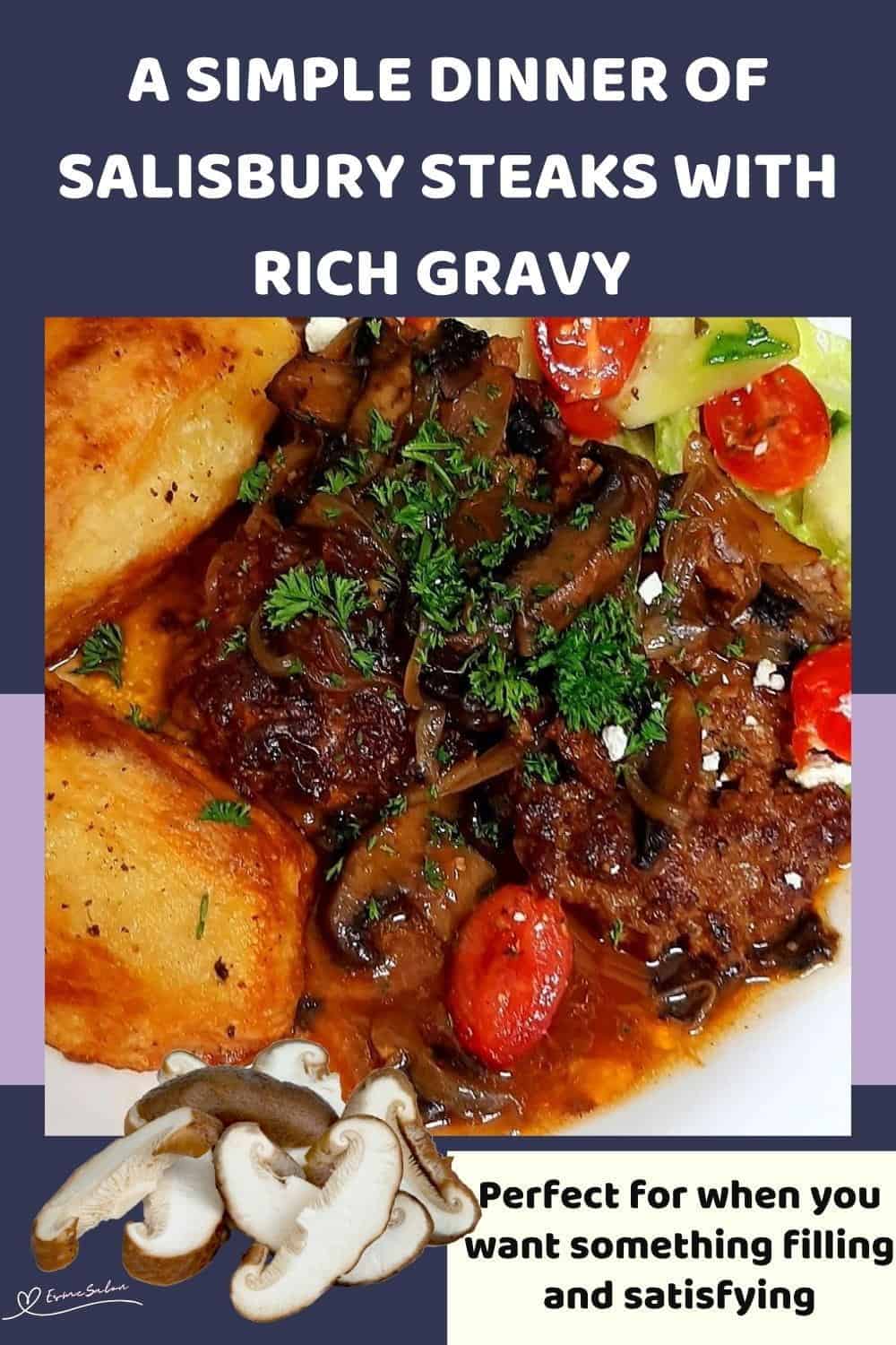 An image of a plate filled with Salisbury Steaks with Rich Gravy