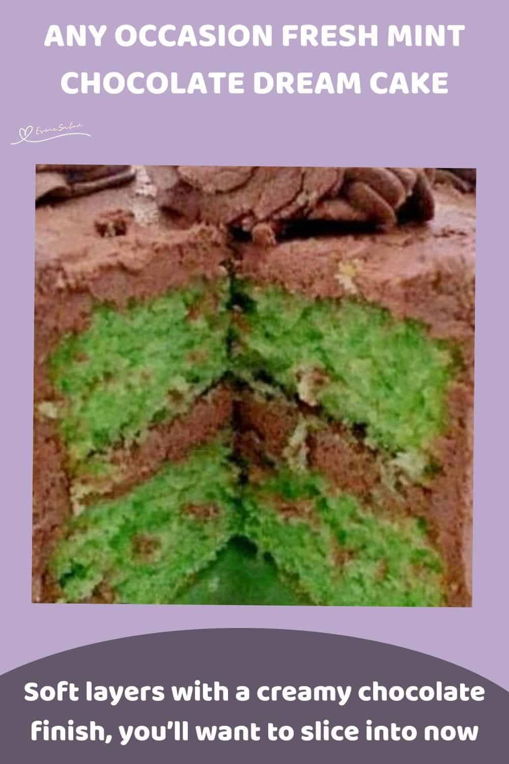 An image of a 2-layer heart-shaped Fresh Mint Chocolate Dream Cake