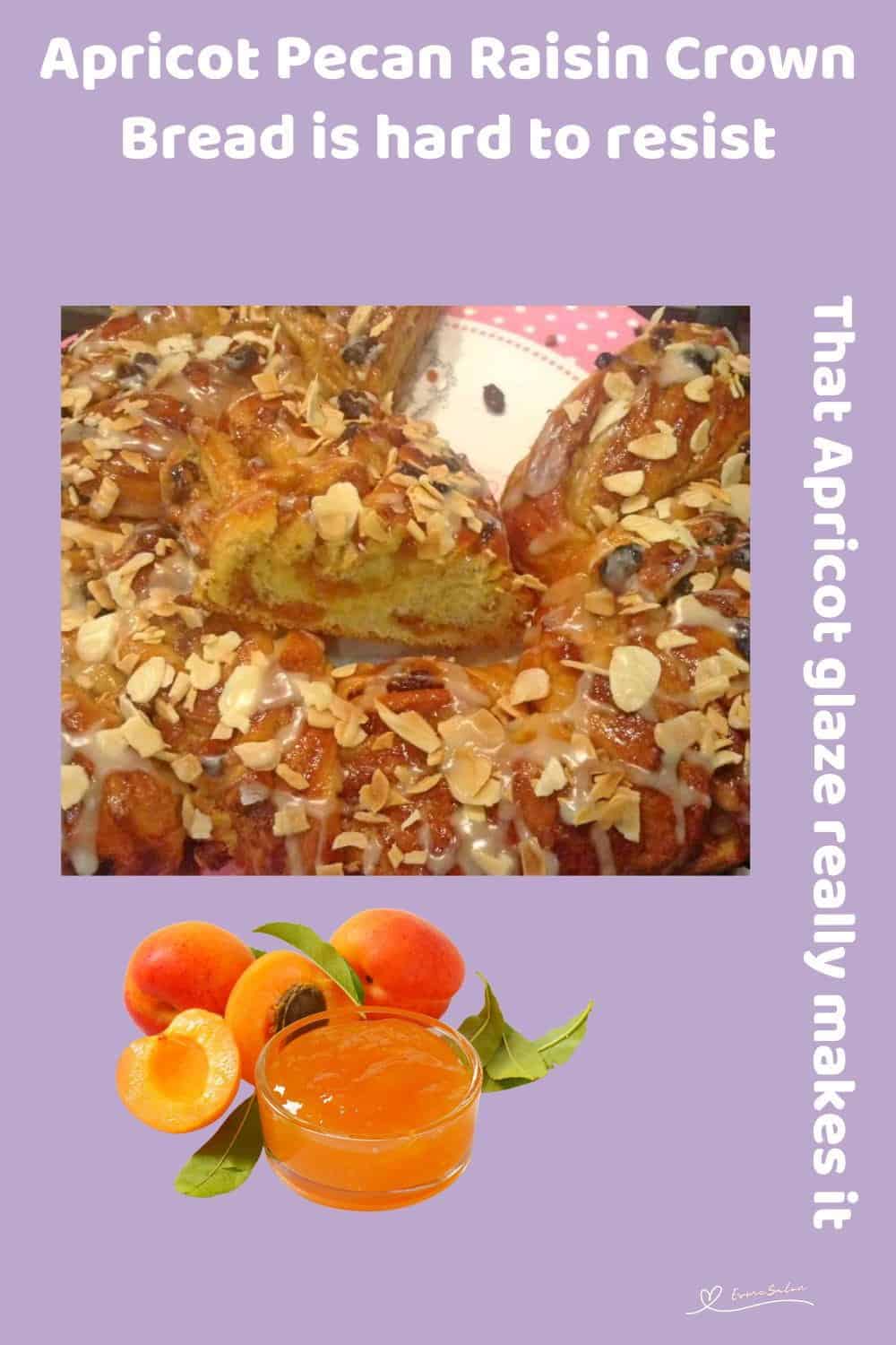 An image of Apricot Pecan Raisin Crown Bread with slivered almonds