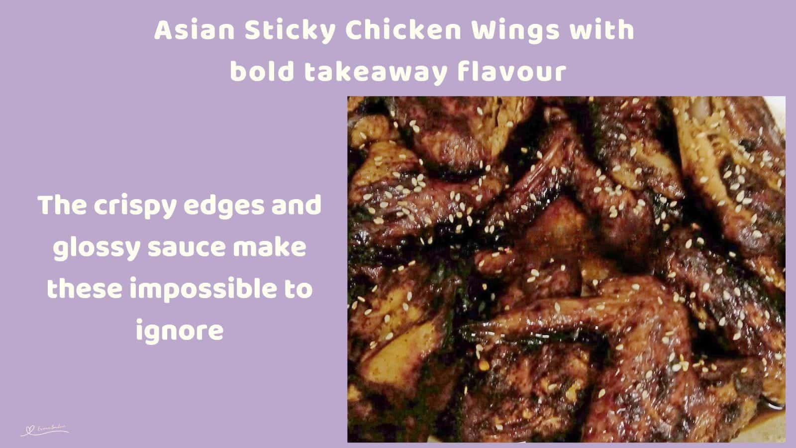 An image of a plate filled with Asian Sticky Chicken Wings sprinkled with sesame seed