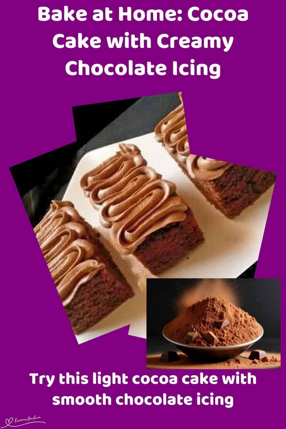 An image of several slices of Cocoa Cake with Creamy Chocolate Icing