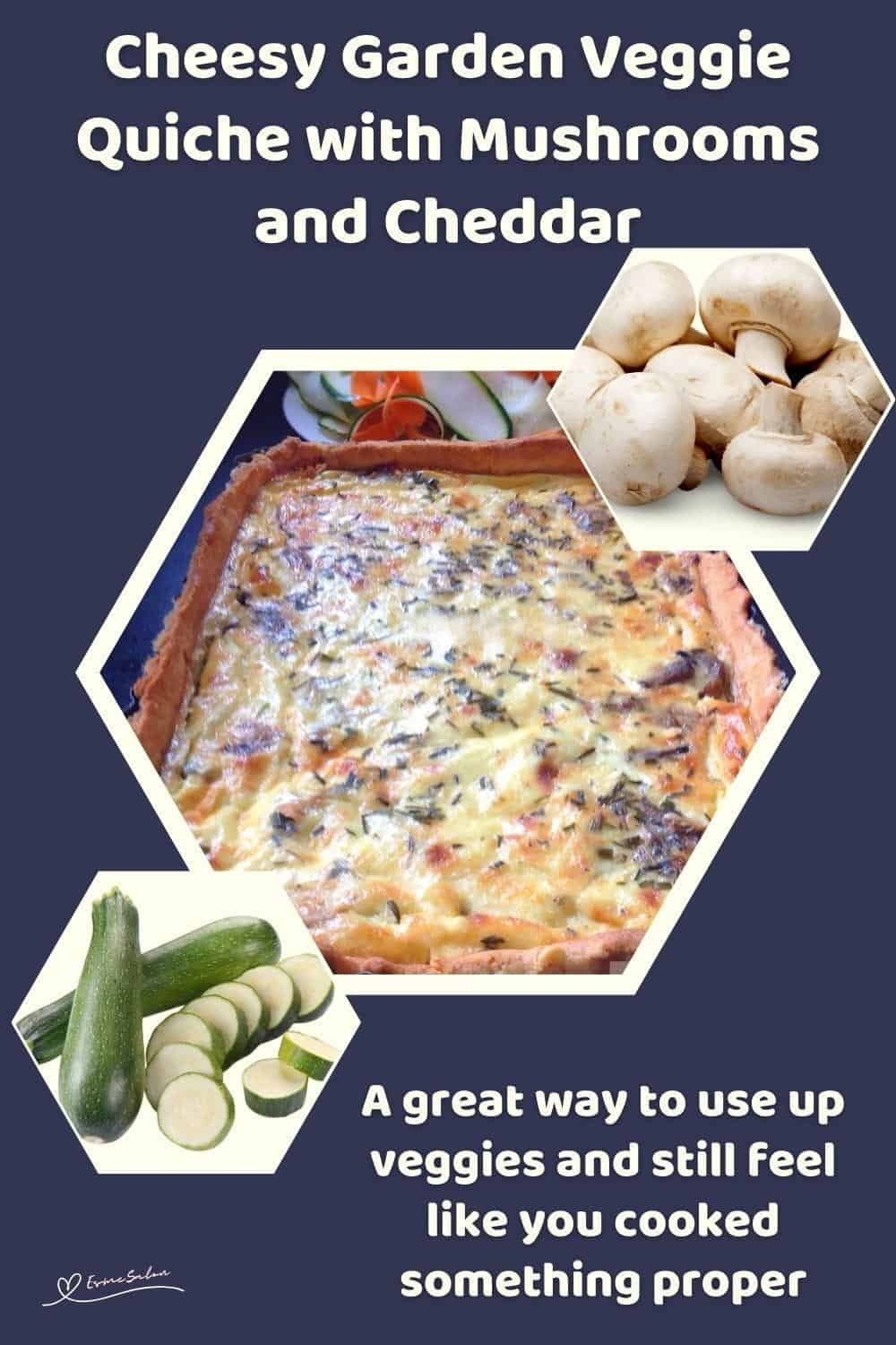An image of a Cheesy Garden Veggie Quiche with shortcrust pastry