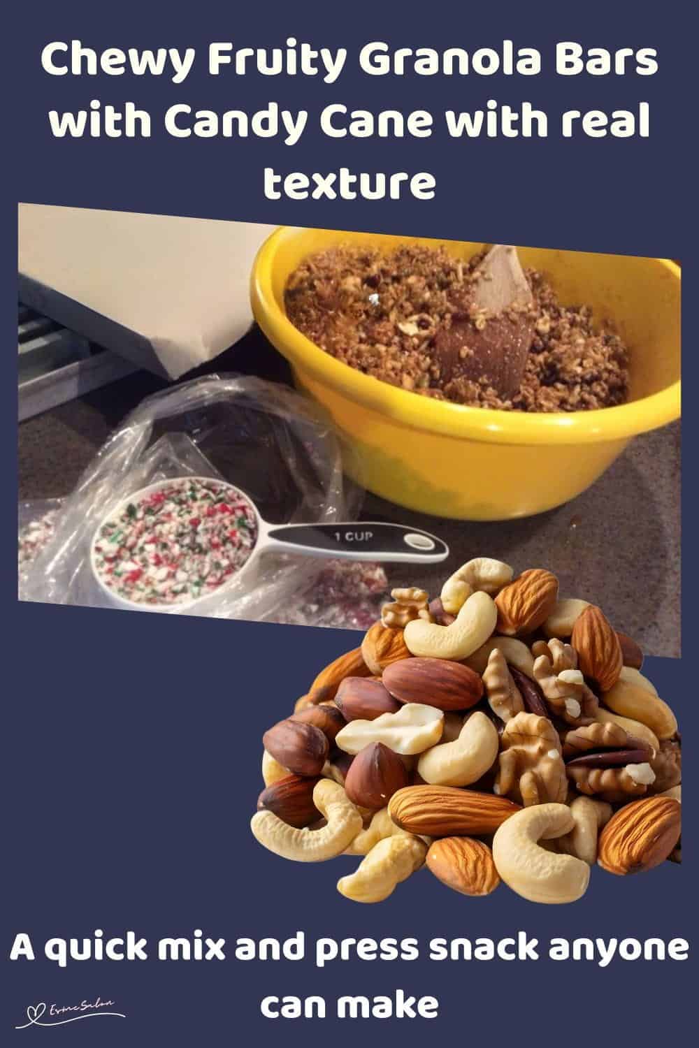 An image of Chewy Fruity Granola Bars and topped with Candy Cane in the making