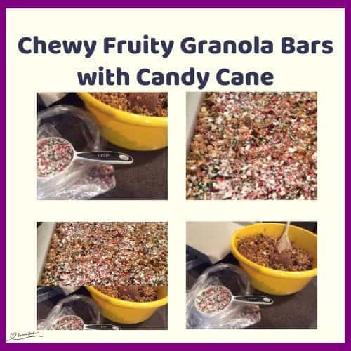 An image of Chewy Fruity Granola Bars and topped with Candy Cane in the making