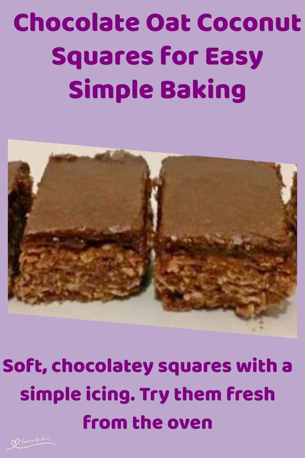 An image of cubes of Chocolate Oat Coconut Squares with Chocolate topping