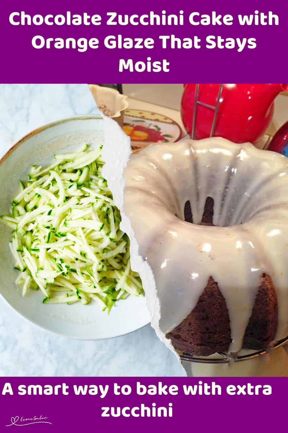 An image of a Bundt Chocolate Zucchini Cake with Orange Glaze