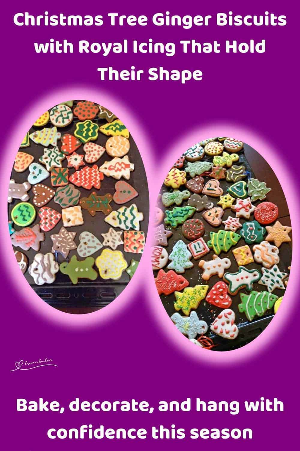 An image of various Ginger Biscuits with Royal Icing for Christmas Tree decorations
