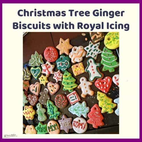 An image of various Ginger Biscuits with Royal Icing for Christmas Tree decorations